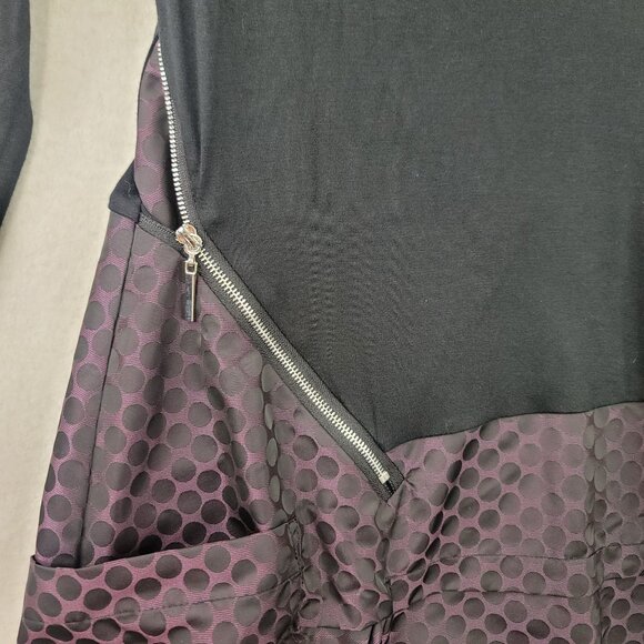 Sun Kim Oversized XS Black Burgundy Polka Dot Tunic Dress Modal Blend USA New - Picture 5 of 11